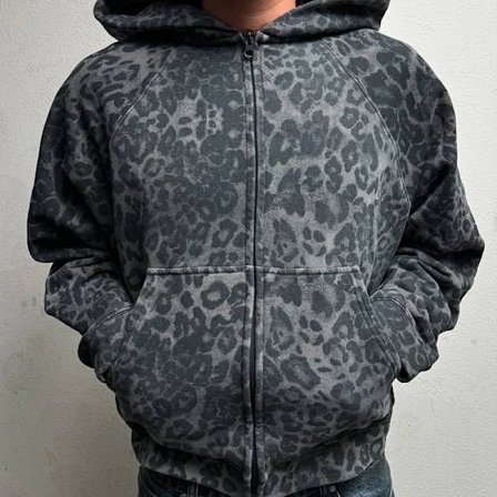 Streetwear Y2K Zip up hettegenser Grunge Goth Estetikk Grafisk Trykk Retro Punk Klær Oversized Hip Hop Glidelås Hettegenser sweatshirt