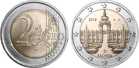 "Tyskland 2016 - Sachsen fra"Länder-serien" - 2 euro mønt"