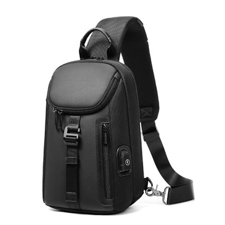 Mode Sling Bag med USB Port Skuldertasker til Mænd Brysttaske