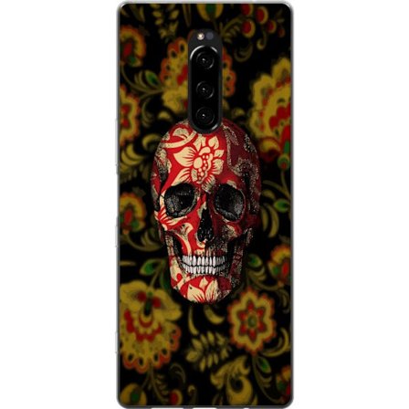 Kompatibelt Mobildeksel til Sony Xperia 1 Blommig dödskalle
