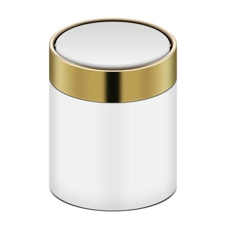 1,5 litran miniroskakori kannella, pieni metallinen roskakori, pöytäroskakori työpöydälle, toimistolle, kahvipöydälle, keinuava roskakori, valkoinen
