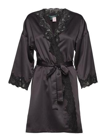 Lrl Signature Lace Kimono Robe 97 Cm Black Lauren Ralph Lauren Homewear