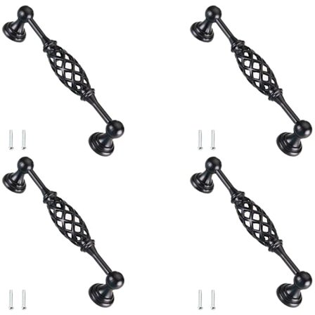 4 stk. Traditionelle skuffeskabshåndtag, metal fuglebur møbler