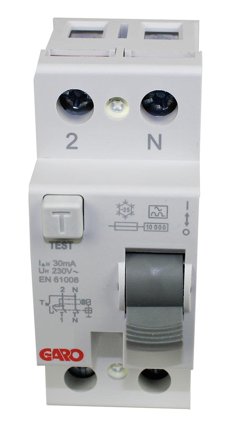 Garo 110095 Jordfelsbrytare 30 mA, 2-polig, 10kA 80A, Anslutningsdon & kablar