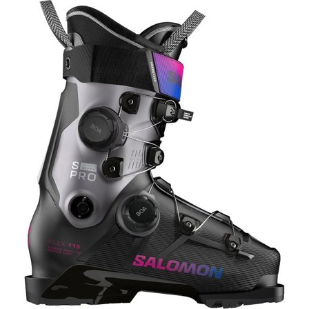 Salomon - Chaussures de ski All-Mountain femme S/pro Supra Dual Boa 115 - Black / Beluga Met. / Beetroot Purple - 27/27.5