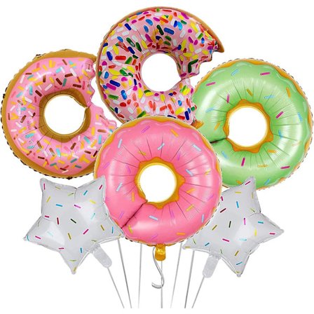 6 st Donutballonger Set Stora Söta Donut Folieballonger För Födelsedag Barnkalas Bröllop Jubileum Sommar Donut Tema Festdekorationer Tillbehör