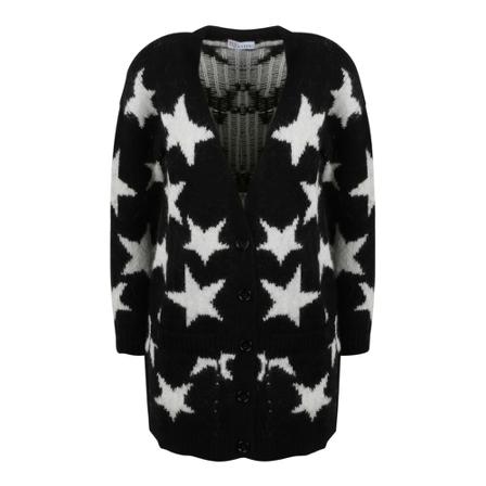 RED Valentino, Mohair Blend Knitted Cardigan Czarny, Kobieta, Rozmiar: S