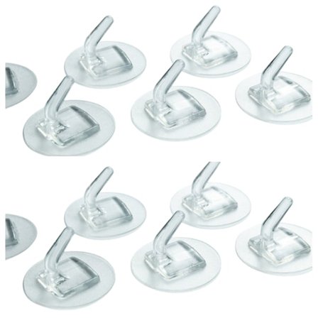 Transparente klæbekroge, 10-pak