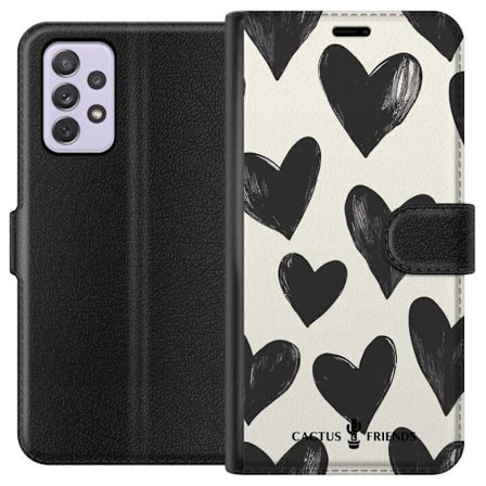 Kompatibel Tegnebogsetui til Samsung Samsung Galaxy A52s 5G Cactus and Friends - Bold Black Love Pattern