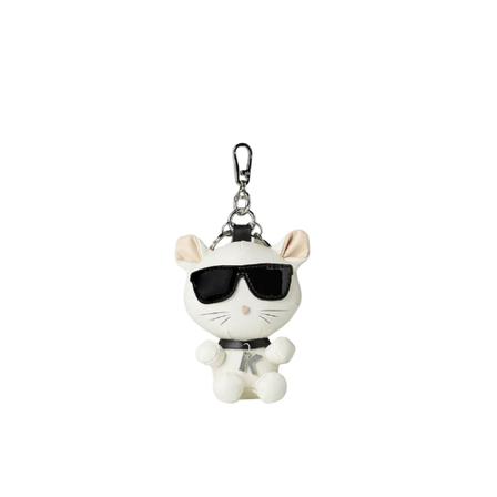 Karl Lagerfeld, ikonik choupette keychain Wit, Heren, Maat:ONE Size,leer