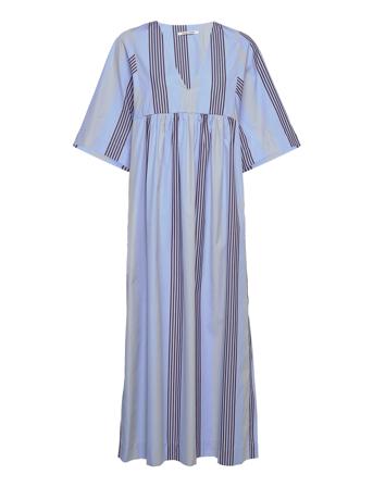Sabine Poplin Stripe Dress Patterned Wood Wood