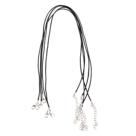 5 stk. 1,5 mm lædersnorshalskæde med hummerlås, vokset rebkæde til DIY halskæder, vedhæng, vokset snor, smykkefund