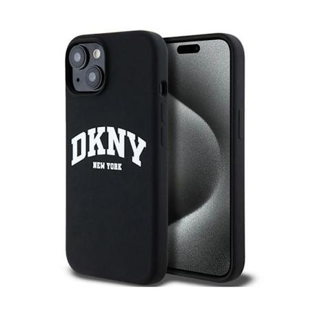 DKNY Liquid Silicone White Logo Print MagSafe - Etui til iPhone 15/14/13 (sort)