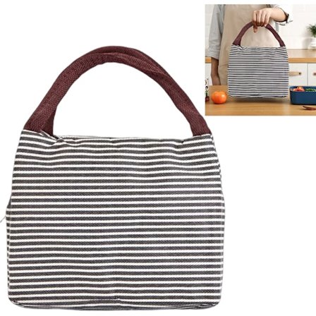 Svart - Stripete Bento Bag Isolerte Bag Oxford Stoff Vanntett