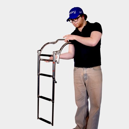 Folding boarding ladder for inflatable boat NOCK Ribstep, acid-resistant stainless steel, 3 steps, telescopic, 98 - 42.5 cm, 34 cm