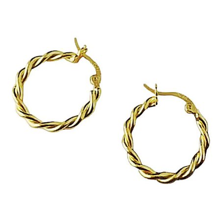 Runda Tvinnade Hoop Guld Örhängen i Stål - 14K Guldpläterade