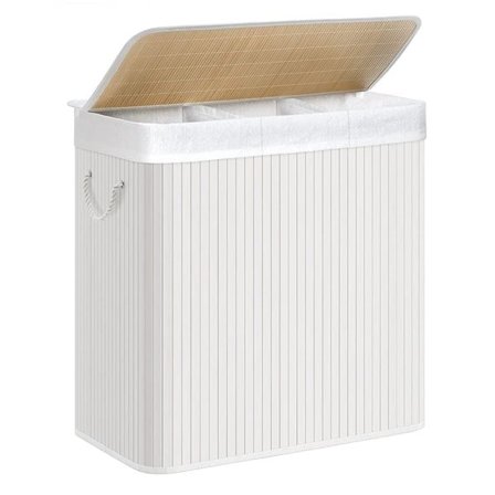 Hvid vasketøjskurv med 3 rum og låg - 150 liter