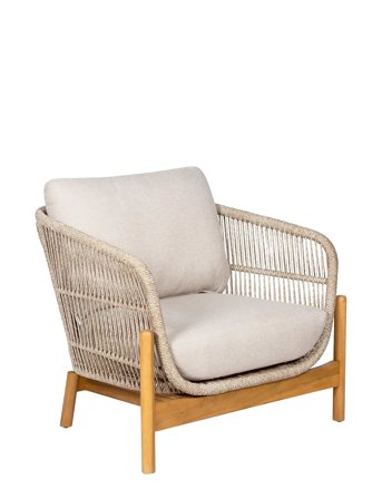 House Nordic Alba - Lounge Chair, Acacia, Beige, Incl. Cushion - Brown - 78.5X86X72CM