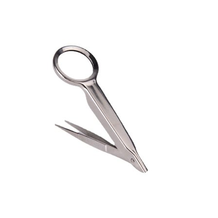 Set med 1 pincett med LED-förstoringsglas + individuellt silverfodral