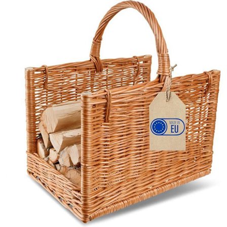 Kreativ Hjem Brænde Kurv Med Håndtag Brun Naturlig 45 x 30 x 47 cm
