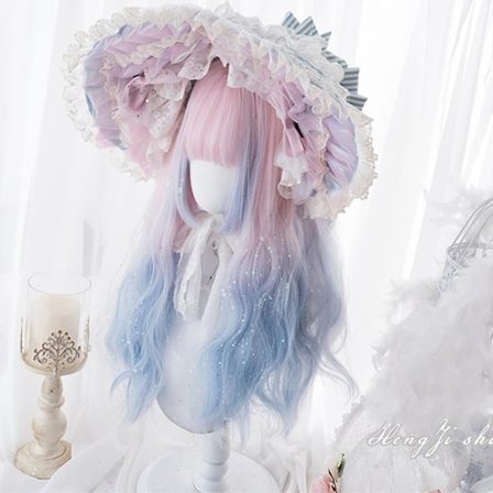 Houyan Langt Krøllet Hår Bølget Rosa Paryk Kvinde Høj Temperatur Modstandsdygtig Syntetisk Fiber Paryk Cosplay Lolita(26 Tommer,T1B-Bourgogne)