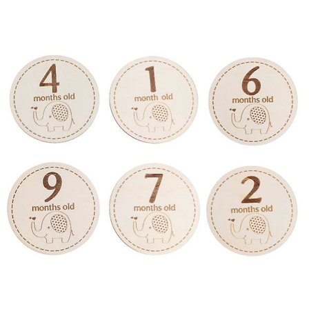 6 st Baby Moon Phase-kort i trä Månadskort Födelsedag Milstolpe-kort (10X10X0,3 cm, som bilderna visar)