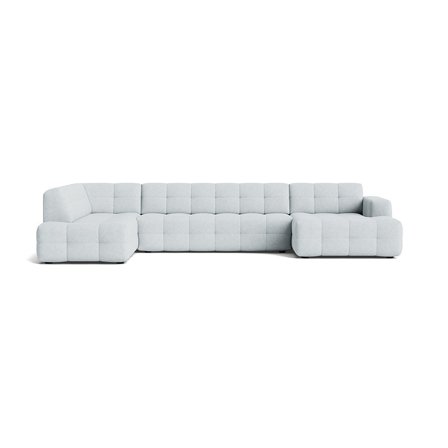 Paris U-sofa, Højrevendt Aragon Krystal Blå - Elegant og Robust Design - 382x218x77cm - Uovertruffen Komfort - Perfekt til Moderne Hjem