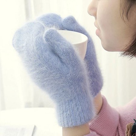 1 par kaninpels handsker til piger, søde Angora kaninpels handsker, varme vintervanter, flere farver tilgængelige.