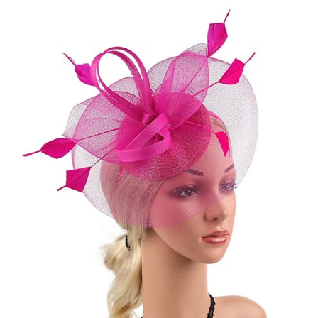 Naisten verkkohuivi Fascinator-hattu höyhenellä, kukkapanta klipsillä, Kentucky Derby -häät Brida