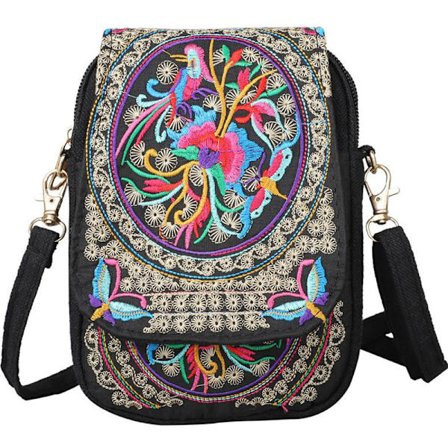 Kirjailtu crossbody-laukku, etniset laukut naisille, kukkakuvioiset käsilaukut, boho