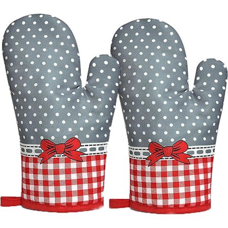 Ovnhandsker, Grillhandske, Varmebestandig, Bomuldsfor, til Mikro Bageri BBQ, Grilning, Madlavning, 1 Par