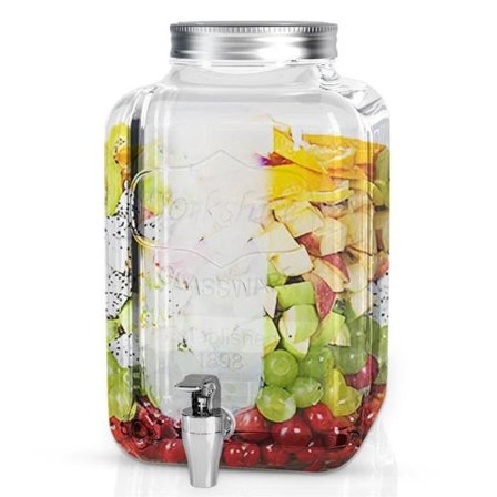 Intirilife 4 liters dryckesautomat i glas med kranvattendispenser, juicedispenser, lemonaddispenser