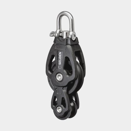 Bloque de violín con grillete Seldén PBB 40, fijo/giratorio, con cojinetes deslizantes, adecuado para cabos Ø4 - 8 mm