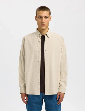 Selected Slmregcole Danni Cord Bd Ls Shirt Noos - Cream - XL