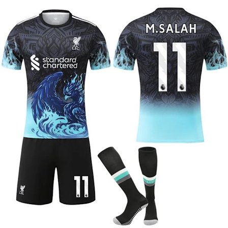 2025-2026 Liverpool Special Anniversary Edition Blå Fotbollströja med Strumpor No.11 M.SALAH 16