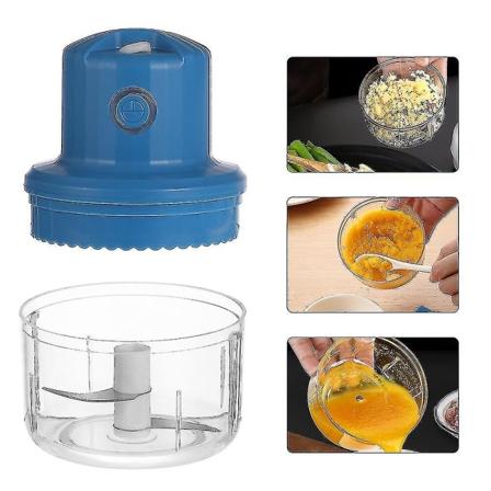 1 sett 100 ml hvitløkshakker knuser rustfritt stål elektrisk ingefærhakker (blå)