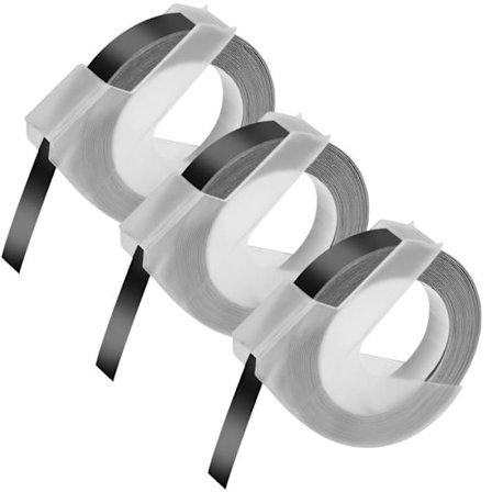 Tarranauha - Phonillico - 3 kpl - Musta - 3D kohokuvioitu - 9mm x 3m