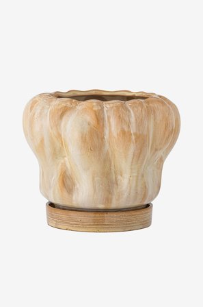 Bloomingville - Hollis Blomsterpotte m/Saucer - Natur - Krukker & vaser - Fra Homeroom
