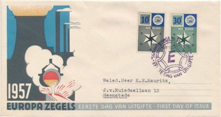 Holland 1957 - NVPH E32 - FDC - Med adresse