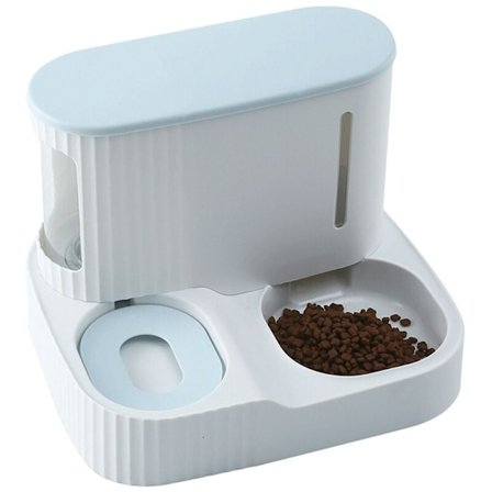 Automatisk kattmatskål med förvaring av torrfoder och vatten, blå