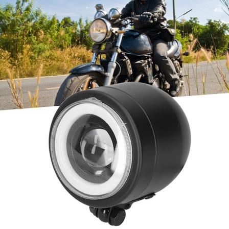 LED Forlygte Vintage Rund Angel Eye Front Lampe Passer til Motorcykel Cruiser Choppers Bobber Cafe Racer Hvidt Lys