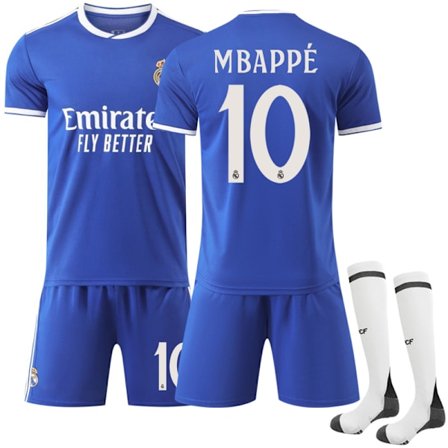 2025-2026 Real Madrid Bortedrakt Fotballsett med Sokker Nr. 10 Mbappe 25-26 mbappe 18