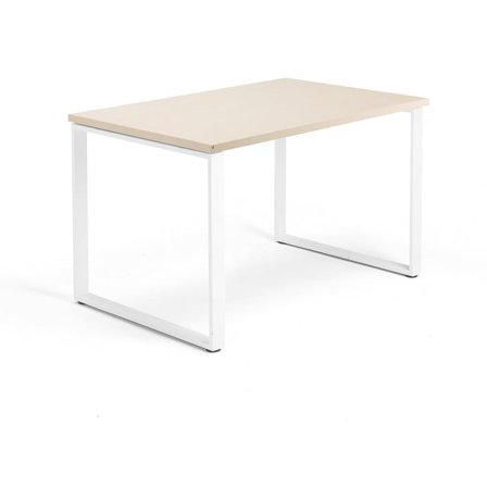 Schreibtisch QBUS, O-Gestell, 1200 x 800 mm, weiß/Birke