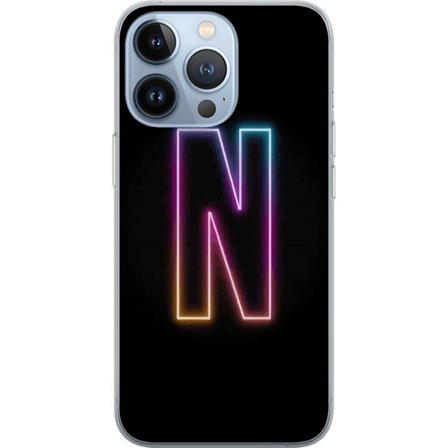 Kompatibelt Mobildeksel til Apple Apple iPhone 13 Pro Minimalistisk neonbokstav N i fargeskiftende lys mot svart bakgrunn