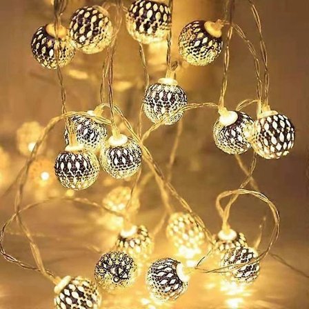 Marockansk lampa, LED-slinga, juldekoration, inomhusslinga, 3 meter | 20 varmvita