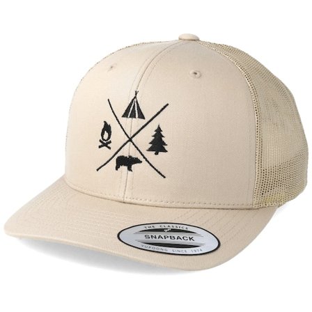 Wild Spirit - Beige trucker Caps - Camping Logo Beige Trucker @ Hatstore