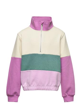 Nlfnazip Ls Short Half Zip Sweat Sweat-shirt Tröja Multi/mönstrad LMTD