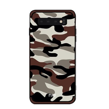 NXE-naamiokuvioinen TPU- cover Samsung Galaxy S10:lle - ruskea Brown