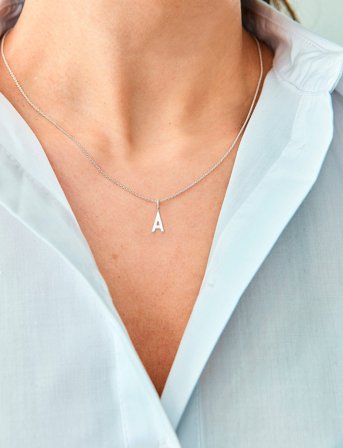 Design Letters Letter For Initial Necklace A-Z (18K Gold-Plated) - Gold - 10 MM