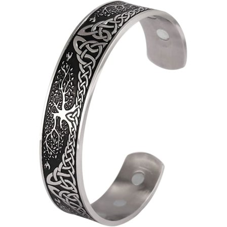 Yggdrasil Herrar Livets Träd Armband Rostfritt Stål Blank Svart